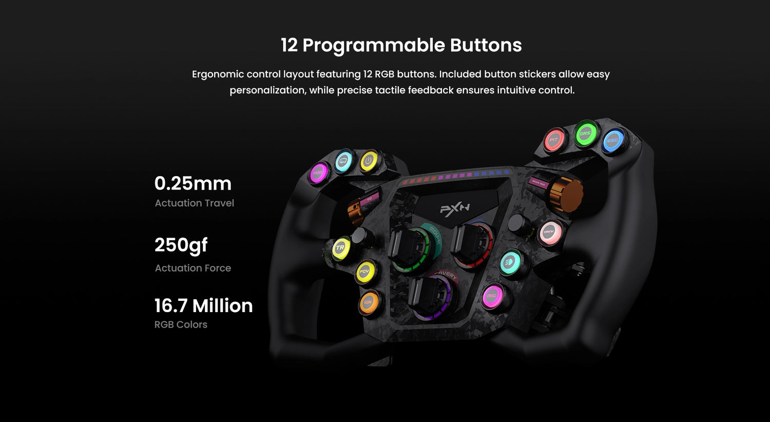 PXN GT ONE Steering Wheel with 12 Programmable Buttons