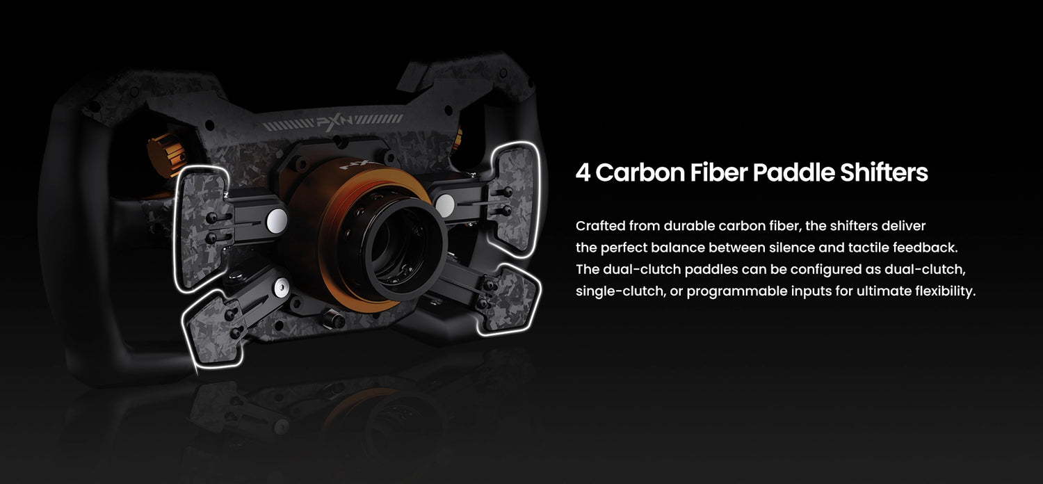 PXN GT ONE Steering Wheel with 4 Carbon Fiber Paddle Shifters