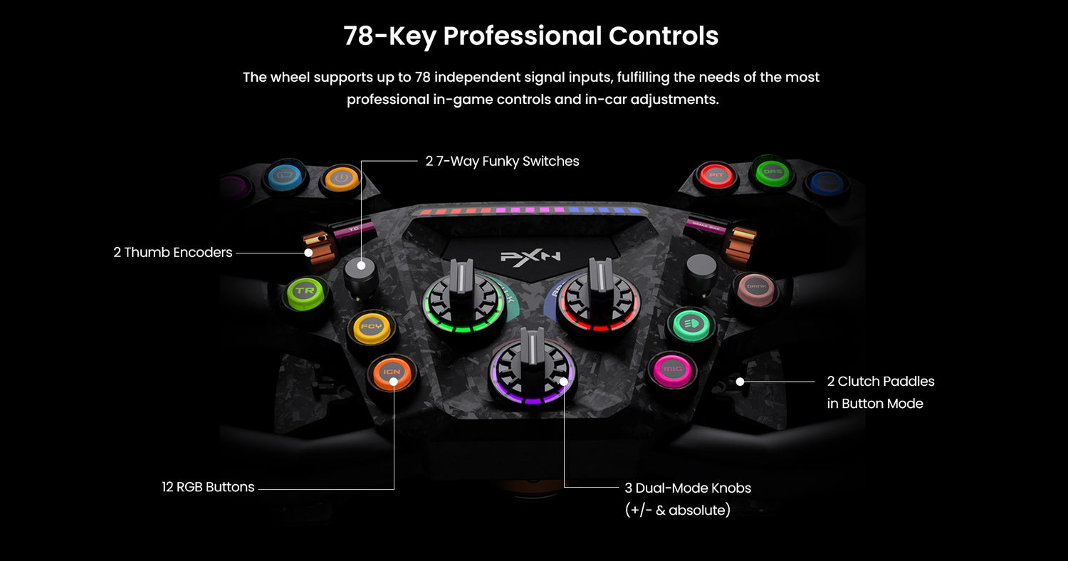 PXN GT ONE Steering Wheel with 78 Keys Professional Controls